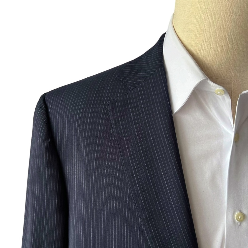 ISAIA Navy Pinstripe 120’s Sportscoat Blazer | 56 IT